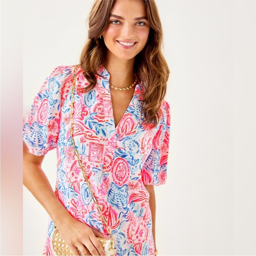 NWT LILLY PULITZER MIALEIGH LINEN DRESS LIL SUN SEA SAND - Picture 3 of 8